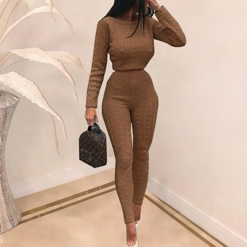 Женский вязаный свитер комплект из 2 предметов укороченный топ с длинными