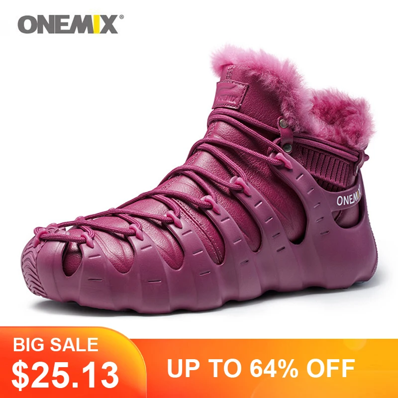 ONEMIX Brand Men Winter Snow Boots Waterproof Leather Sneakers  Man Anti Slip Shoes for Women Outdoor Trekking Shoe Warm Keeping
