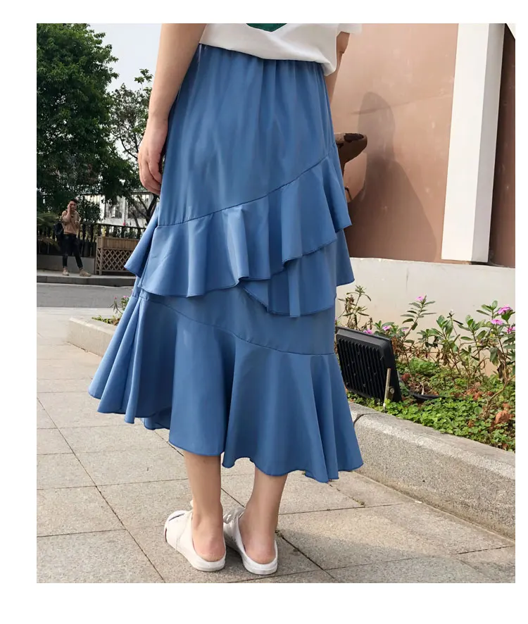 

Iregular Chiffon Skirt Female Summer Spring 2020 High Waist Casual Streetwear Layer Cake Sun Skirt Female