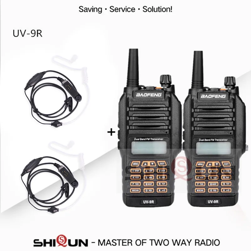 2 шт. UV-9R Baofeng 8 Вт 10 км двухдиапазонный УКВ 136-174 UHF 400-520 МГц IP67 иди и болтай Walkie Talkie “иди и 10 км обновления UV-82 UV-5R UV-XR УФ 9R - Цвет: Add 2Acoustic HD