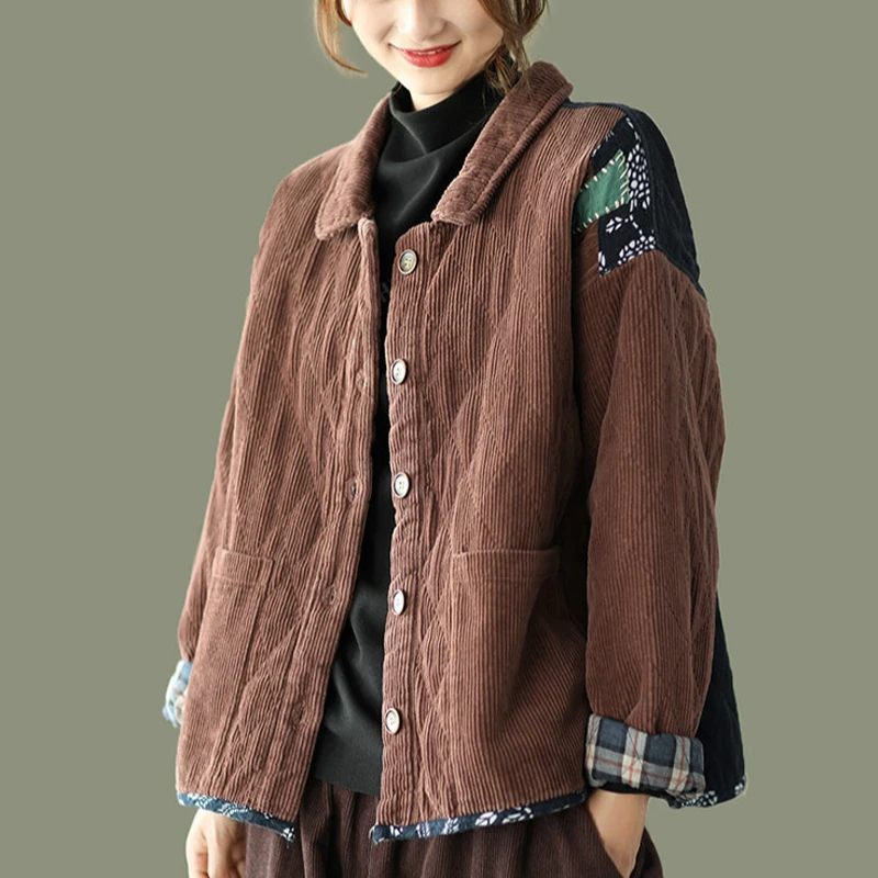 Женская Вельветовая куртка Max LuLu винтажная Повседневная большого размера с