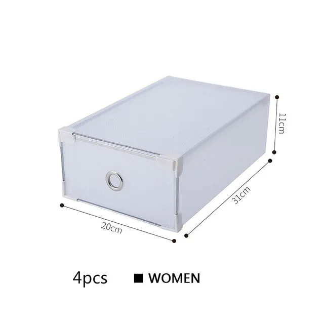 Women-4pcs Толстая пластиковая коробка для обуви, полупрозрачные ящики для хранения, Пыленепроницаемая комбинация ящиков, коробки для хранения, органайзер для обуви для мужчин и женщин - Цвет: Women-4pcs