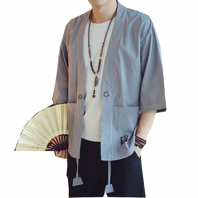 

Kimono cardigan men Japanese obi male yukata men's haori Japanese samurai clothing traditional Japanese clothing FZ2014