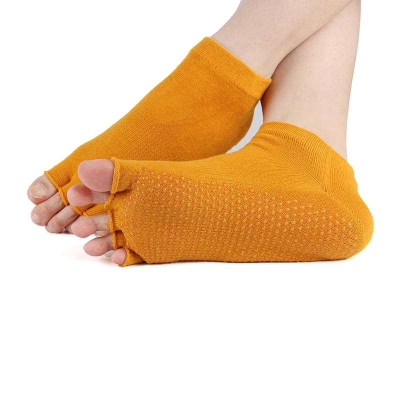 Носки для йоги нескользящие ремни с захватами Toeless половина носок носки Пилатес