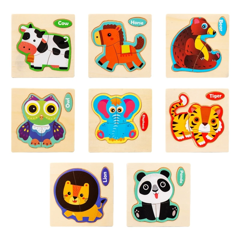 

NEW Baby Toys Wooden 3d Puzzle Set Cartoon Animal Educational Brain Teaser Child