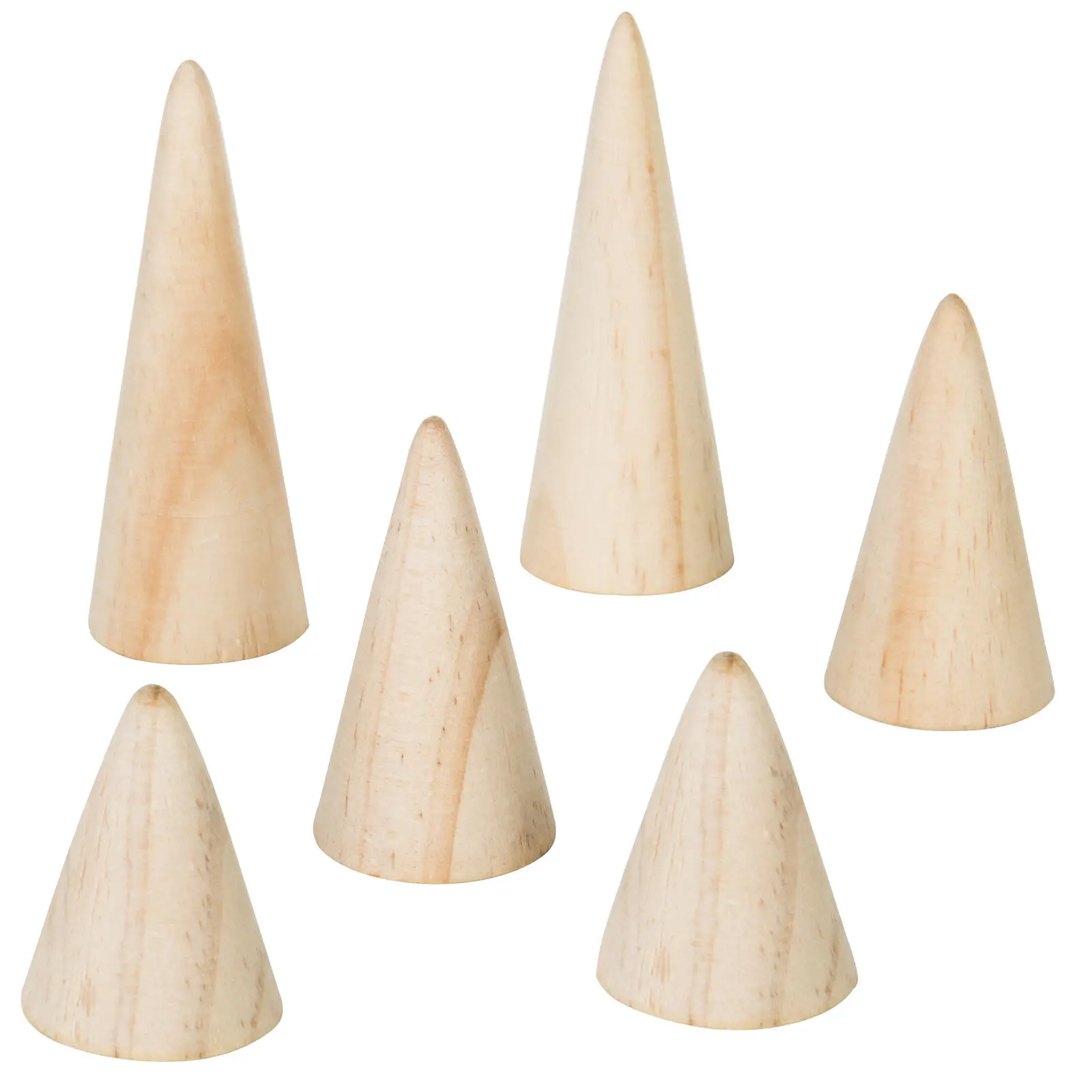 Natural Wood Finger Cone Ring Holder Bague Jewelry Display Stand Organizer Storage Rack Showcase for Exhibit