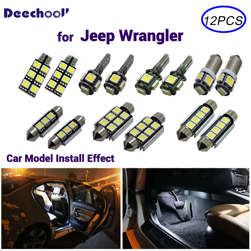 

Canbus для Jeep Wrangler 2007-2015 Автомобильный светодиодный внутренний багажник зеркало для туалетного столика запасная карта свет номерной знак Комп...