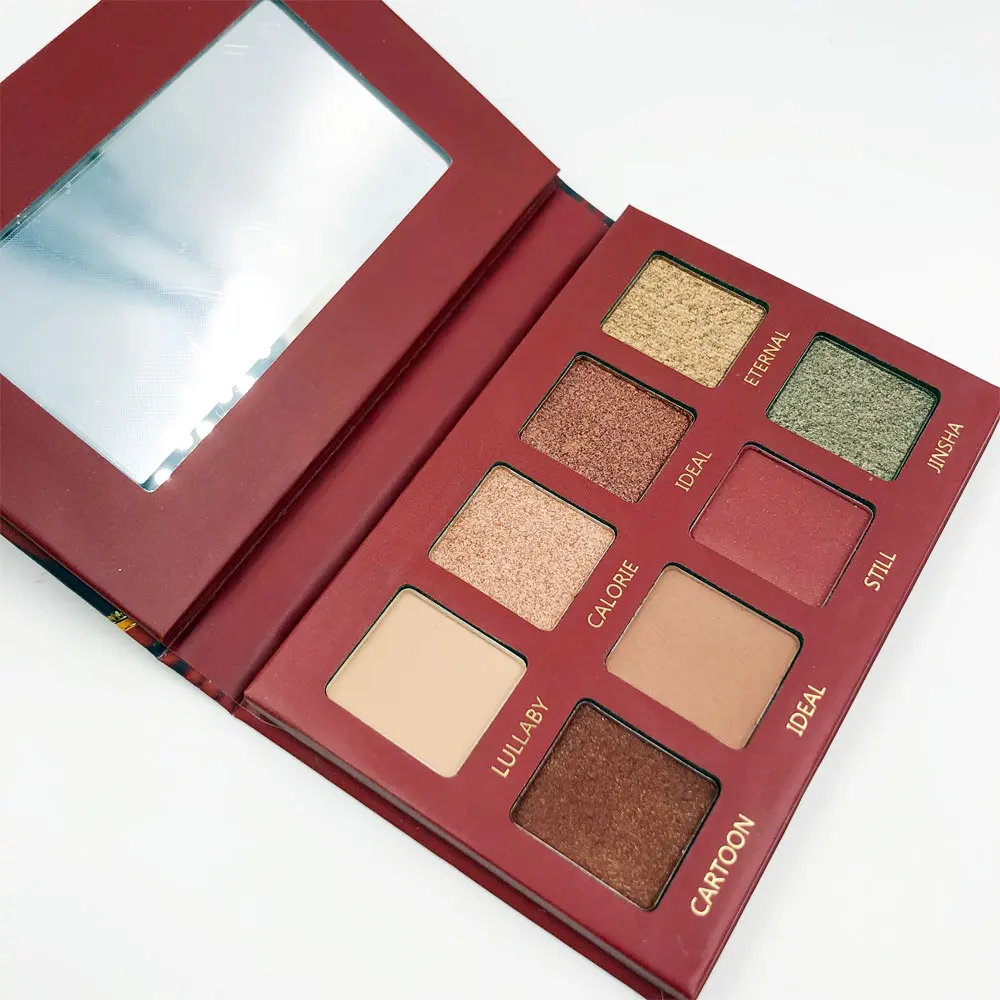 Палитра матовых мерцающих теней для век 8 цветов красный пигмент телесного цвета