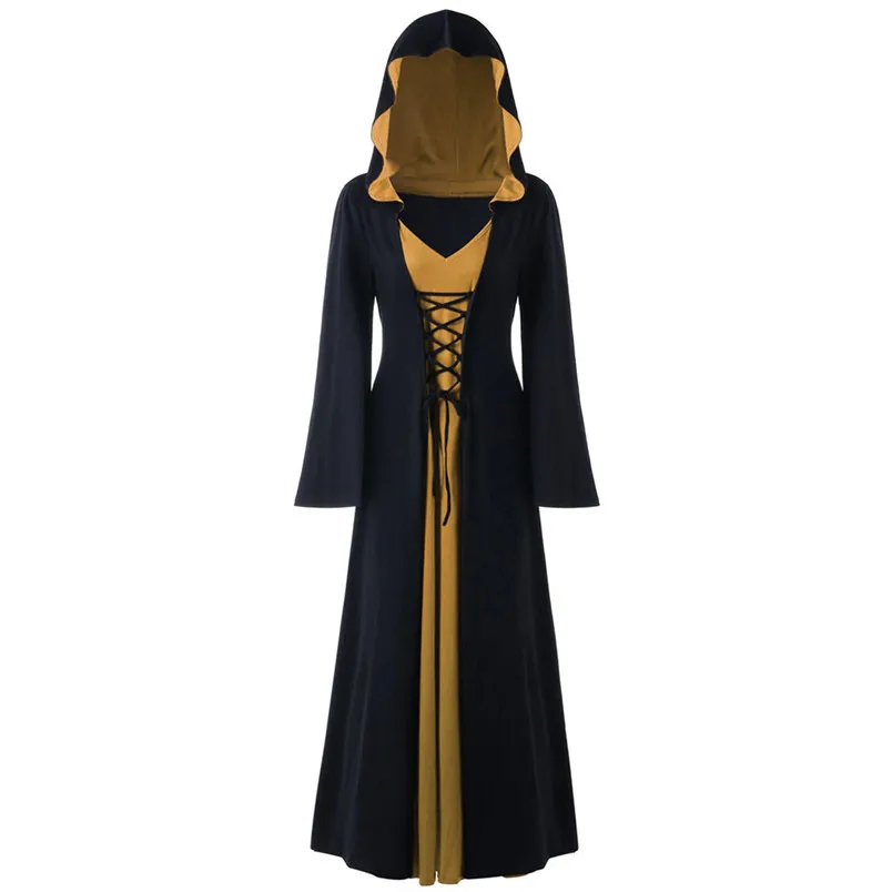 robe de plage Готический плащ Wicca Robe, костюм ведьмы, костюмированный плащ для женщин, костюмы на Хэллоуин, костюмы вампиров, Необычные Вечерние Платья, размер J23 - Color: robe de plage