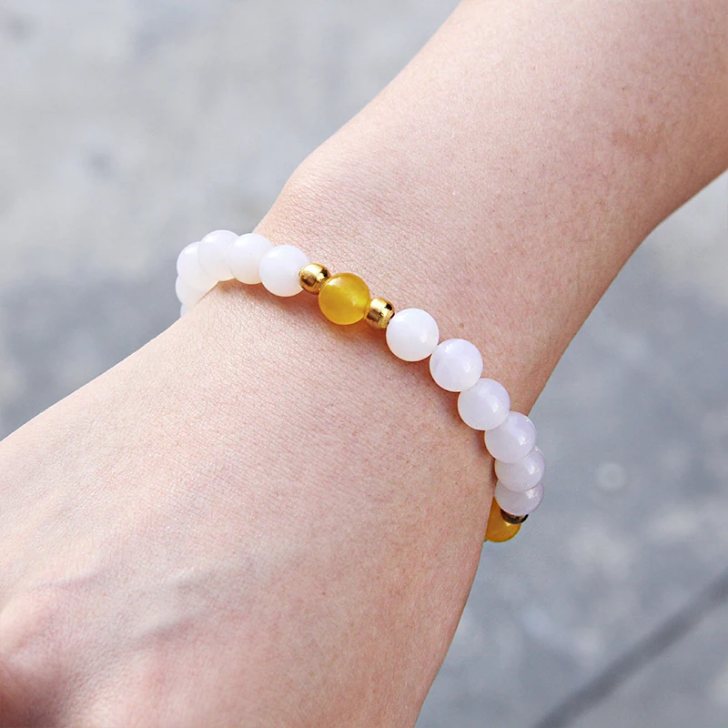 

Natural Stone Bracelets for Women Bracelets Yoga Bracelet Female Fashion White Agates Beads Bracelets Women Men Jewelry