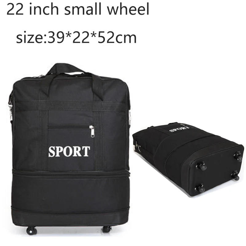 22 inch Black Складной чехол на колесиках 158, авиационная сумка с колесиком, дорожная сумка, большая вместительность, ткань Оксфорд, для путешествий за границу, сумка для багажа - Цвет: 22 inch Black