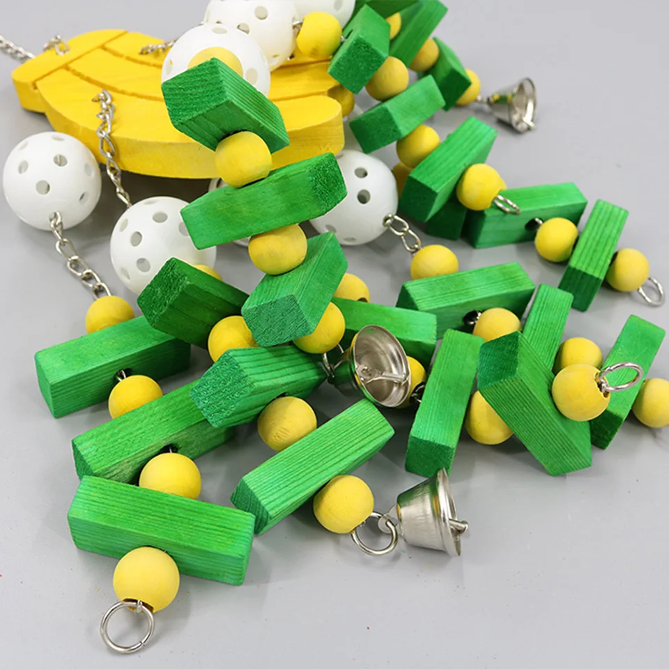 Bird Block Toys with Bells for Medium Parrots and Birds African Grey Cockatoos | Дом и сад