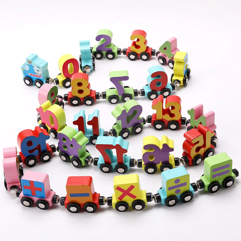 

26 Knots Number Letter Wooden Train Magnetic Front Drag Car Toy Early Education And Learning Children's Educational Toys