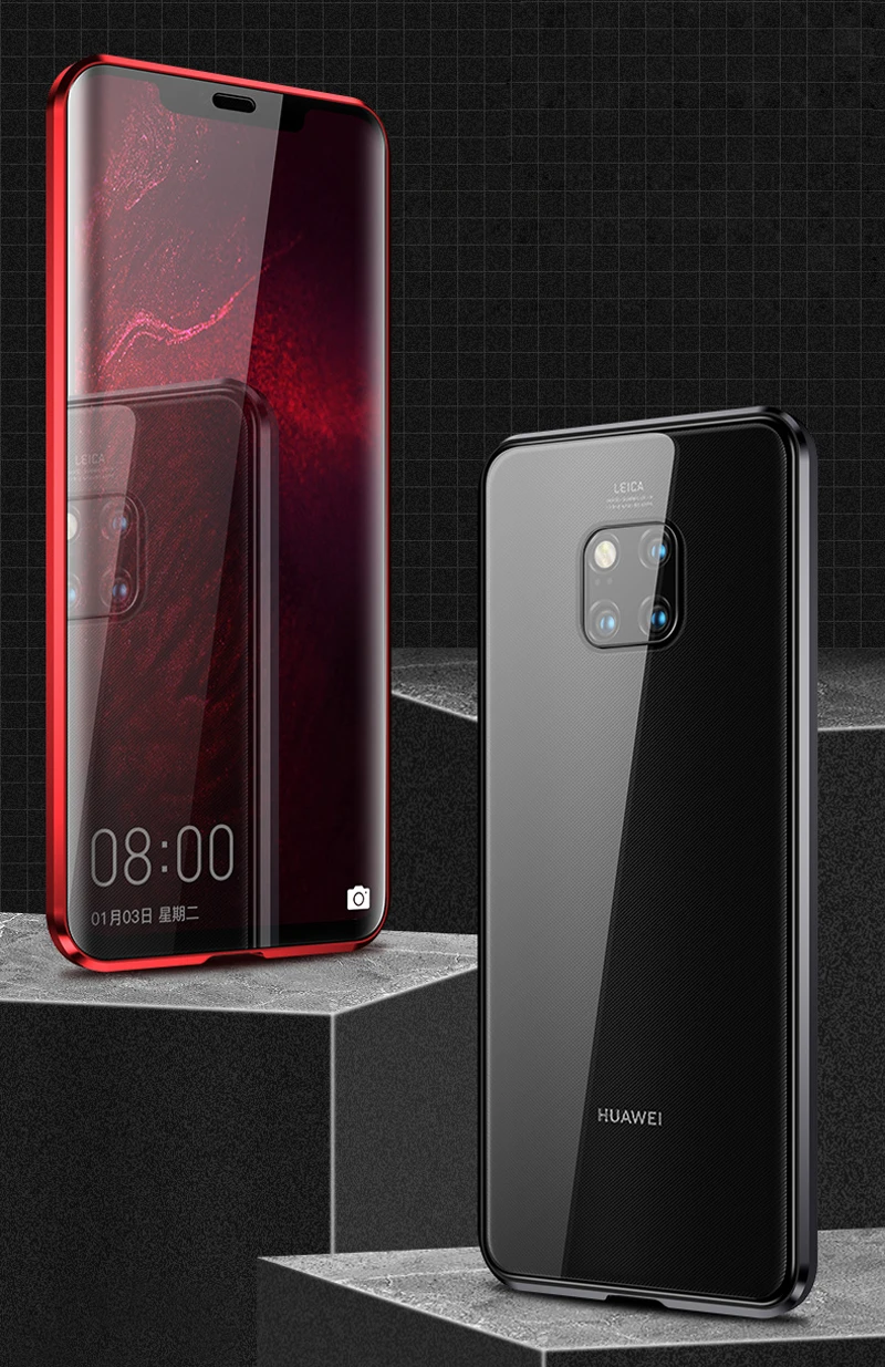 Роскошный металлический чехол с магнитным стеклом для huawei mate 20 Pro, чехол-Броня 360, защитная задняя крышка для всего тела, чехол для huawei mate 20Pro