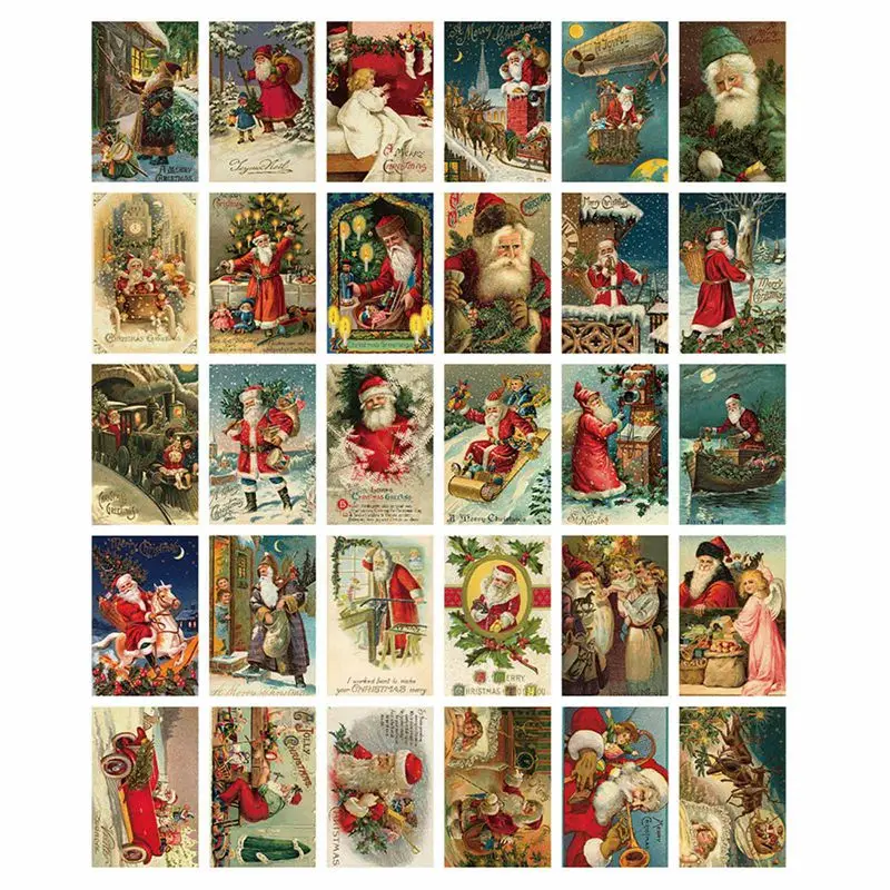 30 шт. поздравительные открытки с Рождеством новогодние подарочные 2021