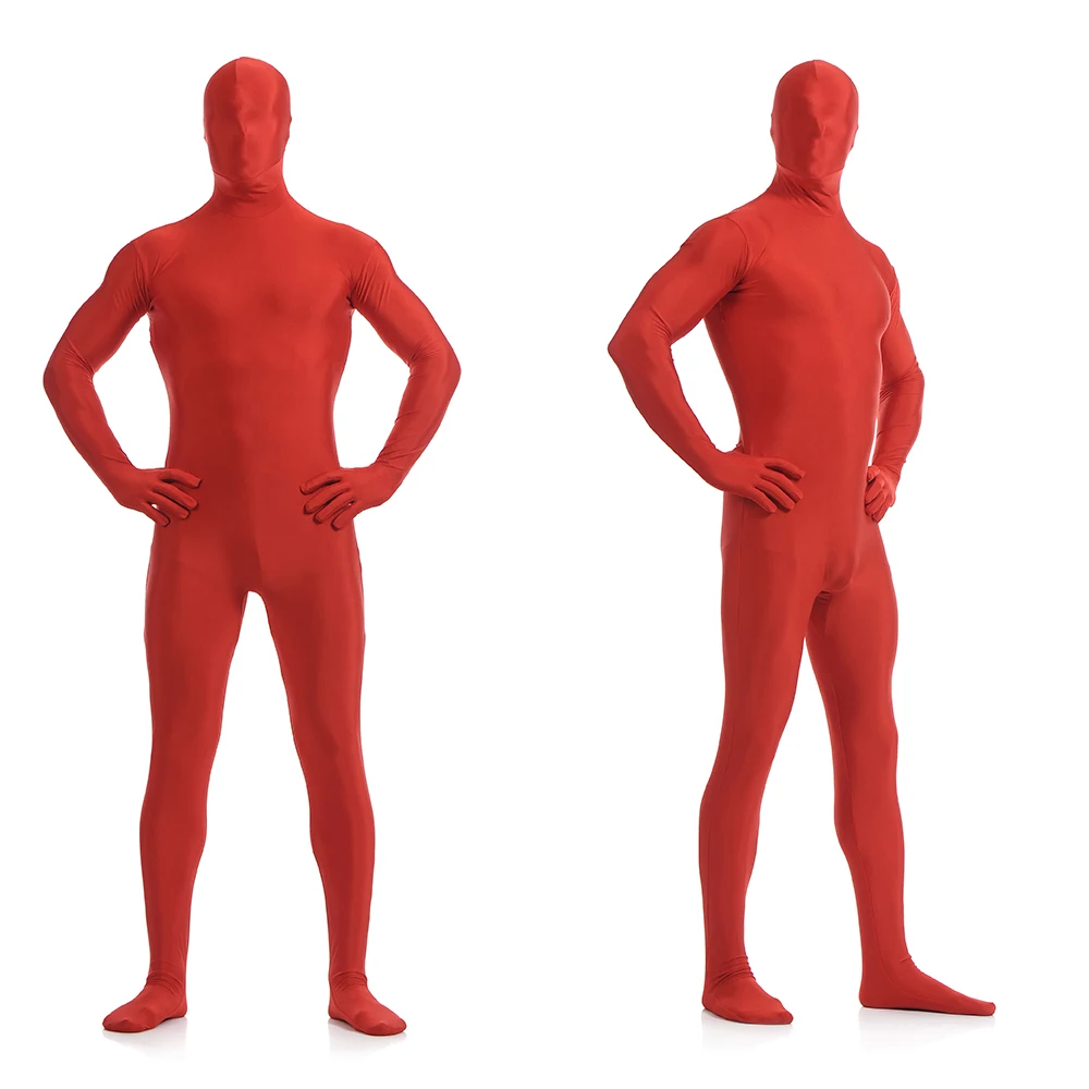 

Free shipping customs colorful Zentai Suit for Men Halloween Jumpsuit Romper customized for open eyes mouth add crotch zipper