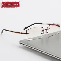 titanium prescription lenses eyewear men luxury tint lenses myopia reading glasses diamond cutting rimless frame
