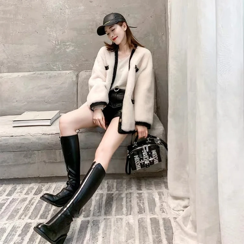 Осень-зима 2020 новинка простая маленькая ароматная шерсть пальто из овечьей