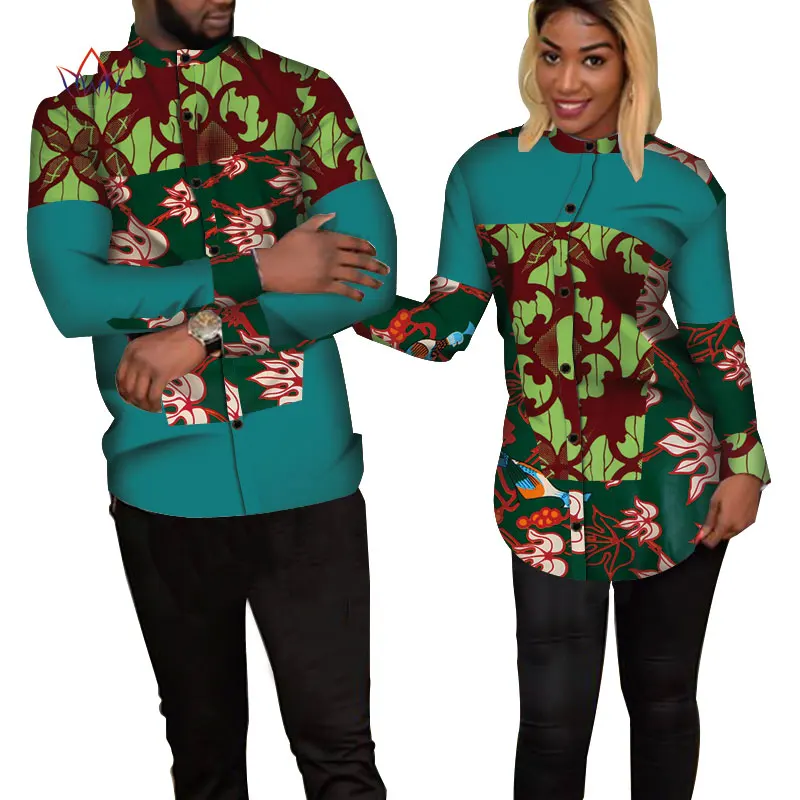 Bazin Riche одежда для пар Женская и Мужская Лоскутная рубашка с принтом африканская