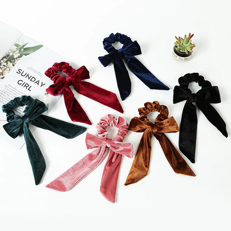 

Бархатные банты, резинки для волос для девочек, аксессуары для волос, женский, детский модный галстук для конского хвоста, лента для волос на...