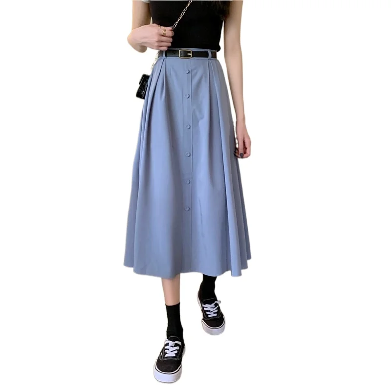 Длинные юбки для женщин весна 2021 новый корейский дизайн облегающая юбка трапеция