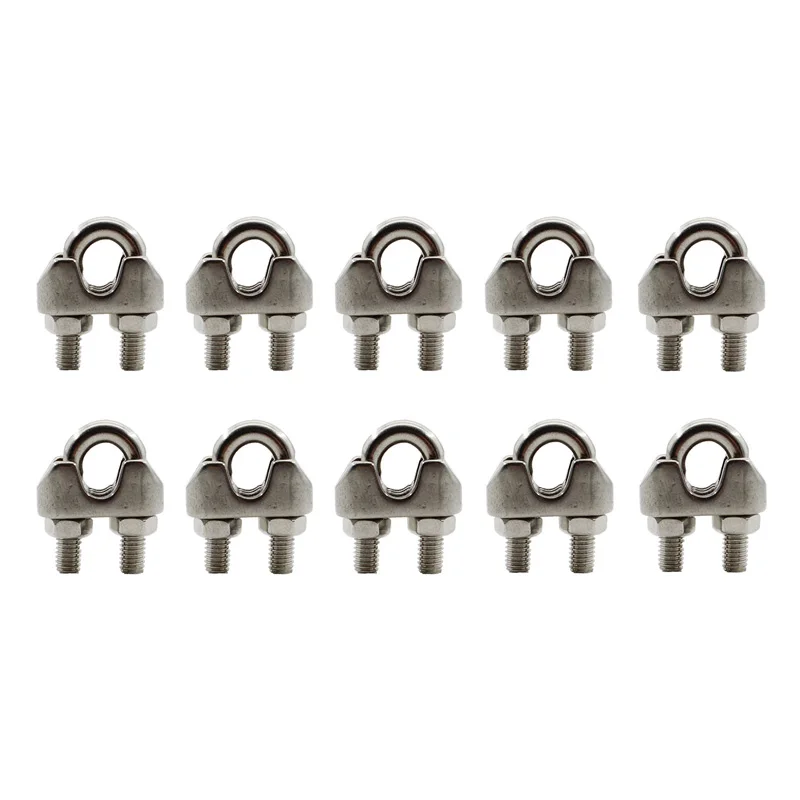 

M5 Wire Cable Clamps, 10 PCS Stainless Steel Wire Rope Cable Clip Clamps U Bolt Saddle Fastener, U-Bolts,Clothesline Tightener