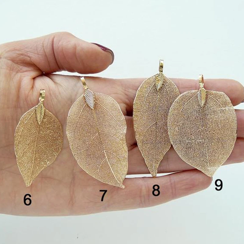 Ожерелье из нержавеющей стали с натуральными листьями подарочное ювелирное