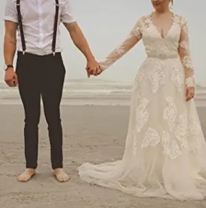 Винтажное кружевное свадебное платье Boho robe de mariee gelinlik, Пляжное кружевное свадебное платье es размера плюс, vestido de noiva de renda - Цвет: add sleeves