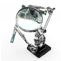 helping third hand tool soldering stand with 5x welding magnifying glass 2 alligator clips 360 degree rotating adjustable