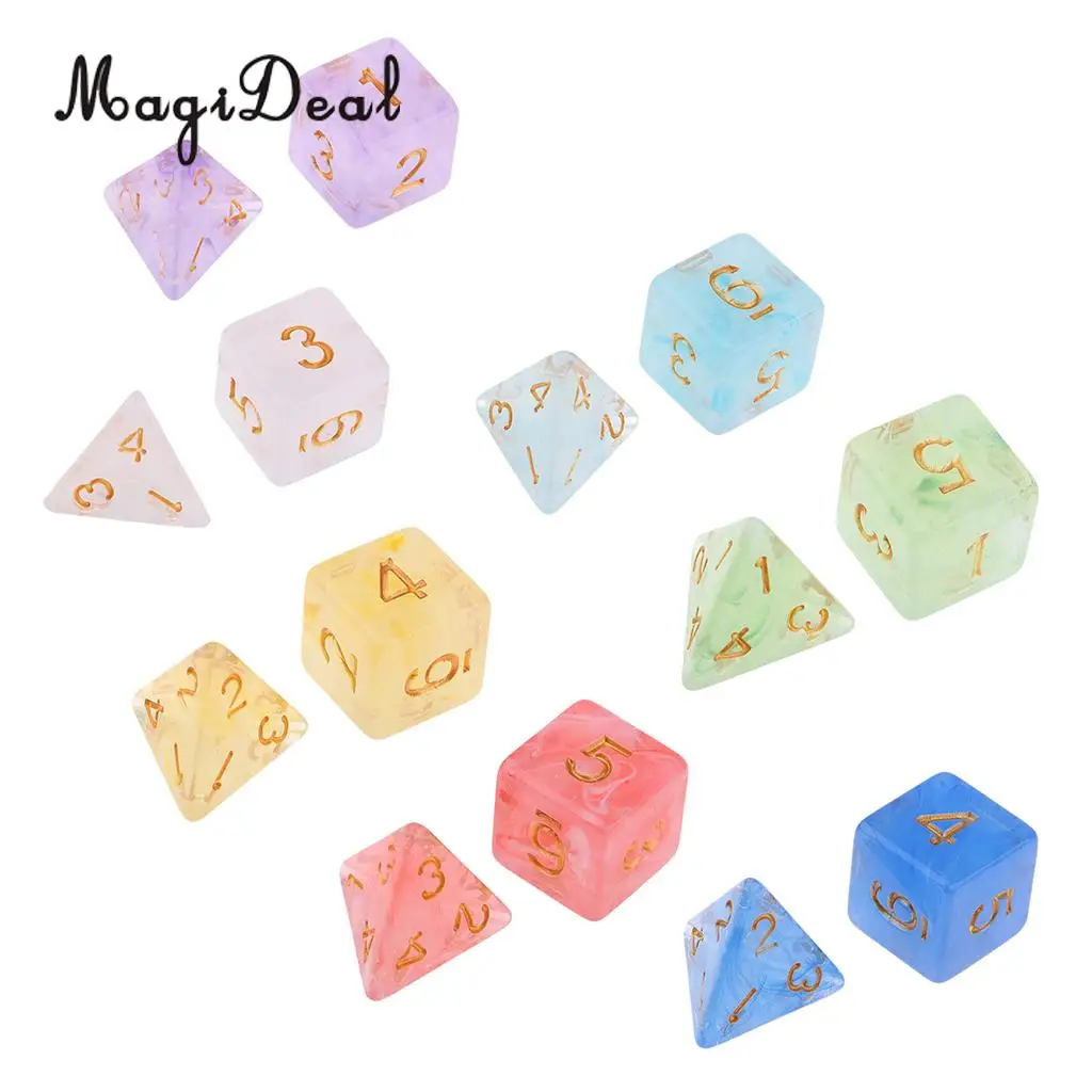 7 шт./компл. многогранная Туманность игра в кости акриловая D4 D6 D8 D20 D & TRPG ролевая