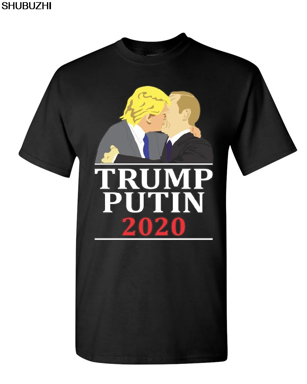 Футболка с поцелуями Трамп и Путиным забавная Анти Россия мужские футболки