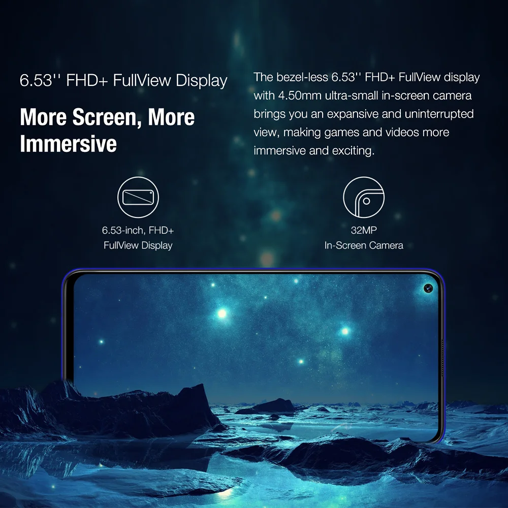 Глобальная версия UMIDIGI F2 Android 10 6,5" FHD+ 6GB128GB 48MP AI Quad camera 32MP Selfie Helio P70 NFC 5150mAh мобильный телефон