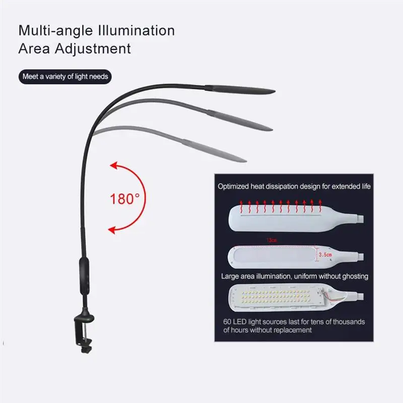 Настольная лампа светодиодная длинная с дистанционным управлением защитой для