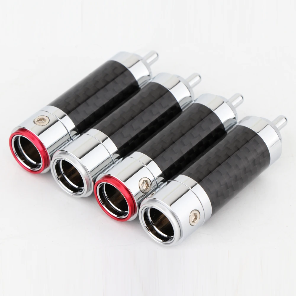 

Preffair Hi-end 4pcs R1725 Audio RCA Connector with Carbon Fibre Rhodium Plated RCA Plug Audio Cable Male Plug HiFi