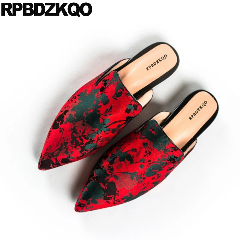 Тапочки мюли в этническом стиле Дизайнерская обувь китайском Большие размеры