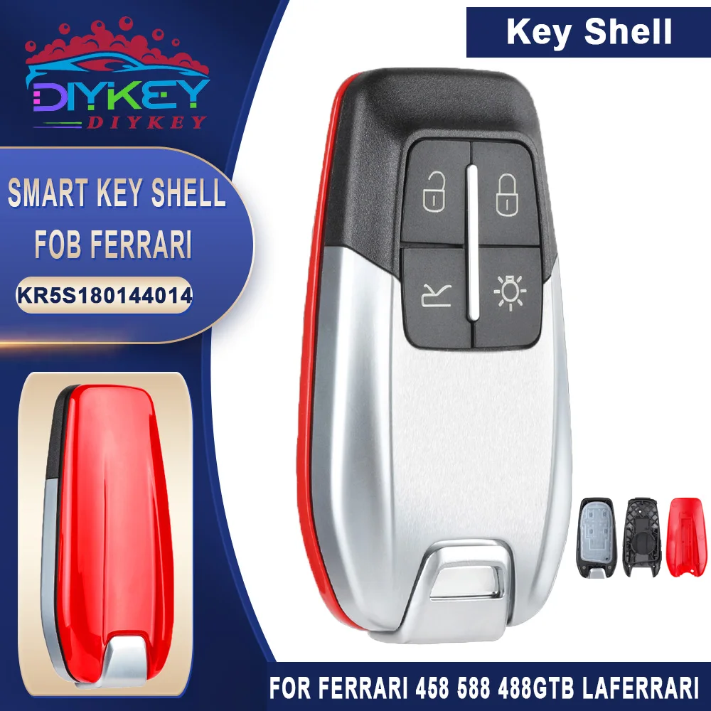 DIYKEY 4 кнопки Кейс для умного пульта ДУ для Ferrari 458 588 488GTB LaFerrari с логотипом / без