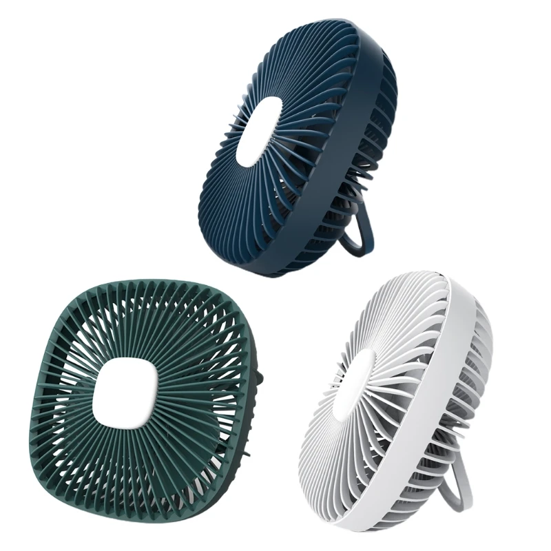 

USB Rechargeable 4000mAh Desk Hanging Fan with LED Lantern 4 Speed Ceiling Fan for Camping Tent Outdoor School Home