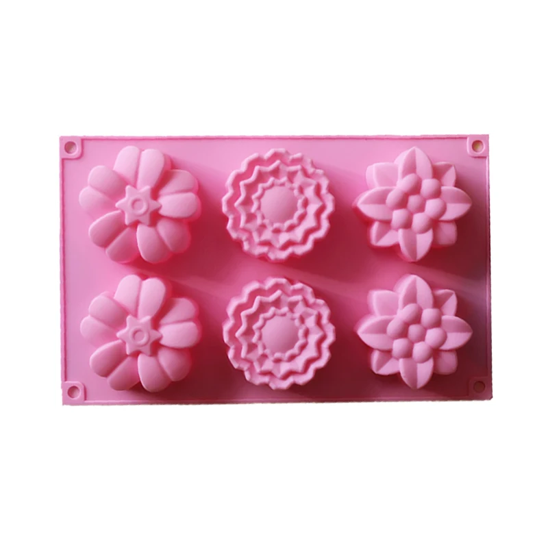

DIY Handmade 6 Flowers Silicone Muffin Cups Soap Cupcake Mold Moon Cake Baking Pans Mold