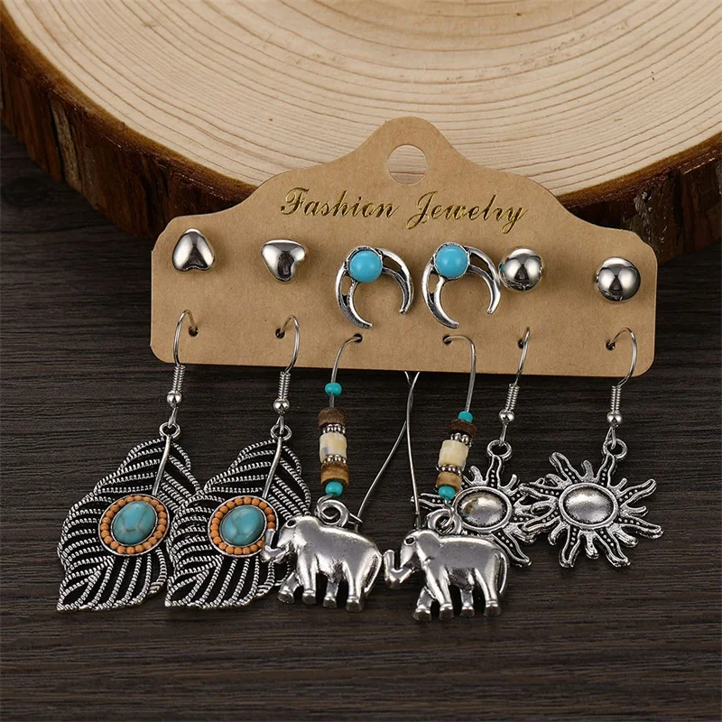 Серьги подвески FNIO в стиле бохо женские Винтажные Ювелирные украшения с цветами