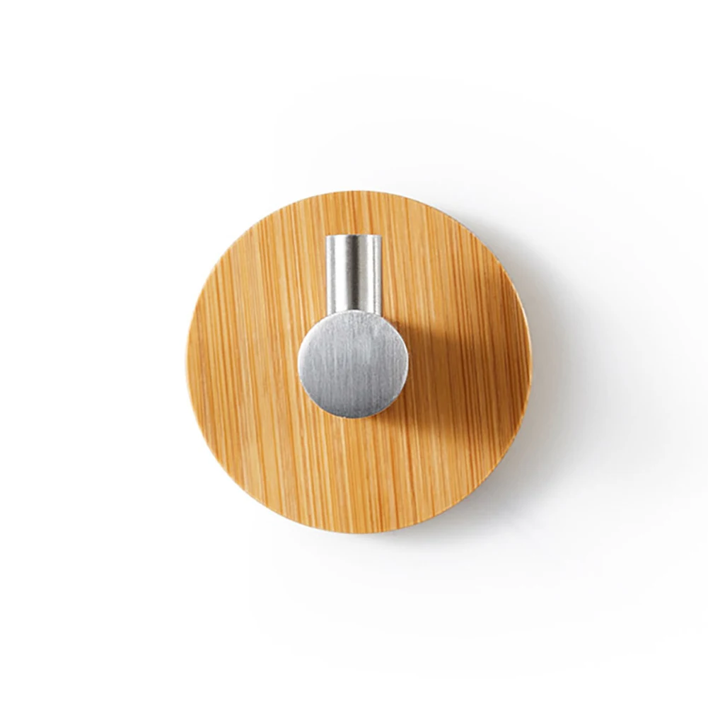 

Simple Punch-Free Bamboo Wood Stainless Steel Clothes Hook Suction Cup Door Hook