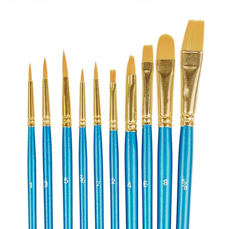 

10Pcs Nail Art Polishing Brush Flat Acrylic Drawing Pen UV Gel Polish French Design Painting Drawing Line Pen Set Nail Art Tool