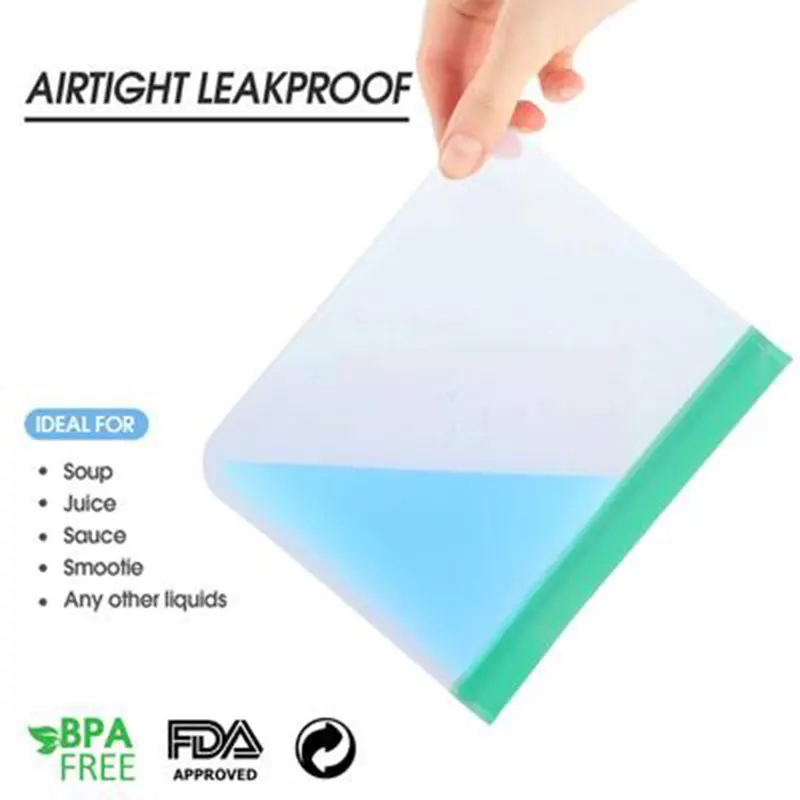 Силиконовые пакеты для пищевых продуктов многоразовые герметичные на молнии