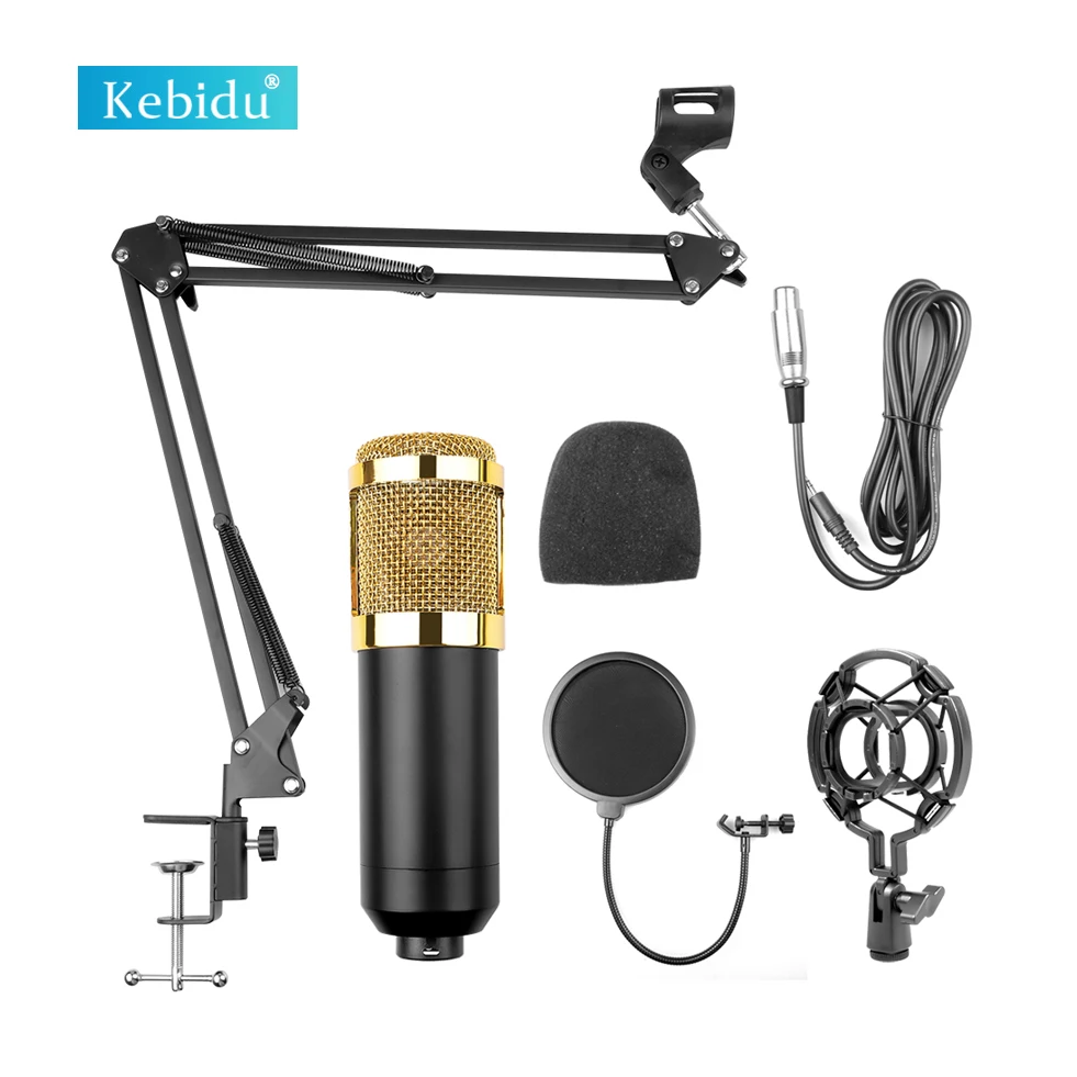 

Kebidu Professional BM800 karaoke Condenser microphone anchor computer recording support large diaphragm live broadcast mic set