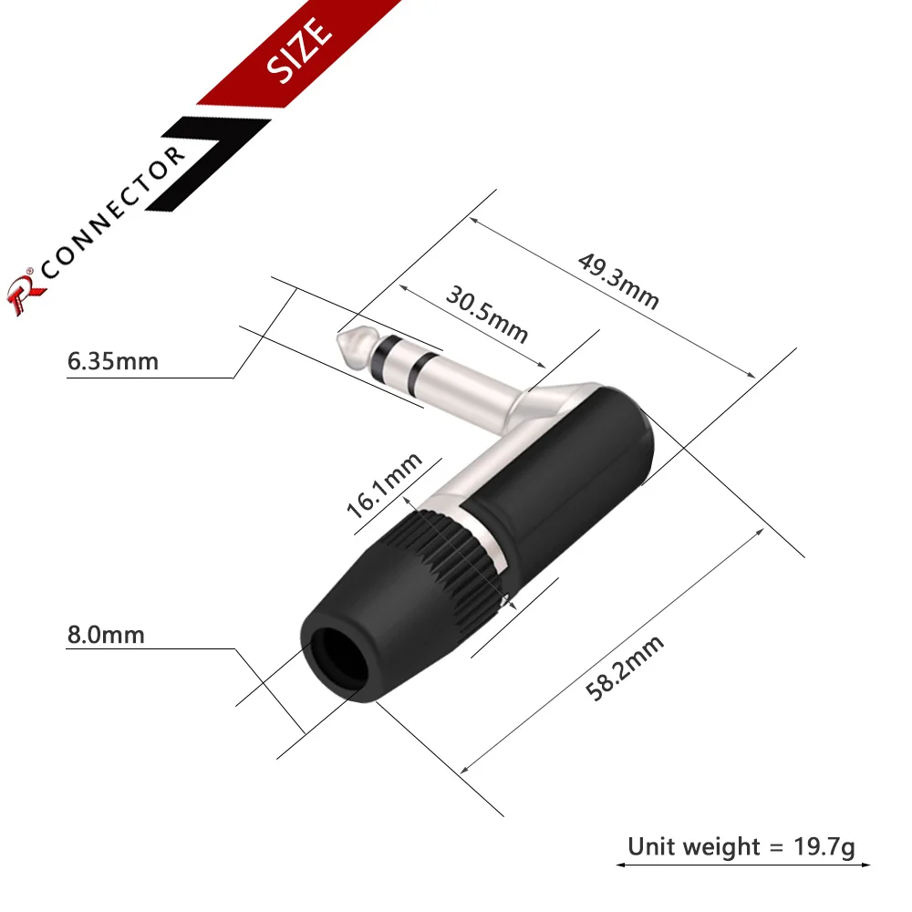 1PC 3PIN 6.35mm Jack Speaker Microphone Plug 3 Pole Mono Male Right Angle Guitar Adapter Connector | Обустройство дома
