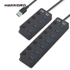 Высокоскоростной usb-хаб Hannord 3,0 с 4  7 портами, разветвитель USB 3,0 с выключателем вкл.выкл. Для ПК, Windows, Macbook, компьютерные аксессуары