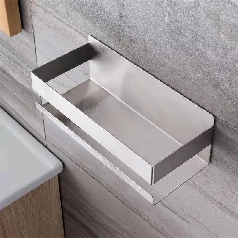 

SUS304 Stainless Steel Bathroom Shelf Wall-Mounted Shampoo Holder Kitchen Storage Rack Household Items Bathroom Accessories
