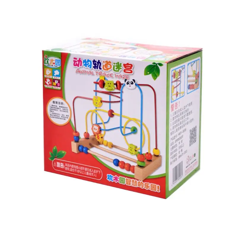 Лабиринт с бусинами игрушки животными графика Обучающие бусины деревянные