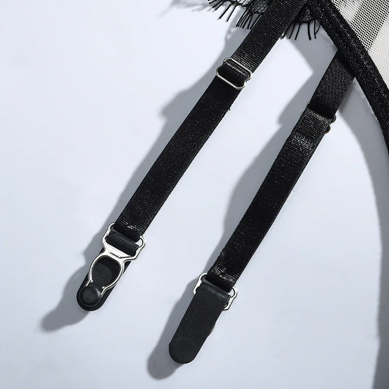 Aduloty Hot Selling Net Gauze Eyelashes Fashion Sexy Lingerie Underwear Transparent Perspectiveh Garter Thong Gathered Bra 3pcs - купить по