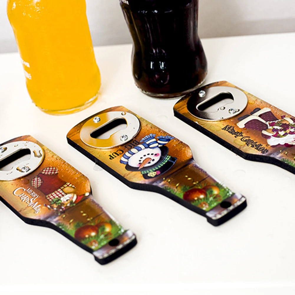 Cute Beer Shape Christmas Santa Claus Snowman Bear Wooden Metal Bottle Opener | Дом и сад