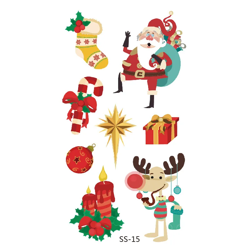 Водостойкие временные тату-наклейки на Рождество снеговик лось тату новогоднюю